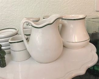 Old diner ware in green and white
