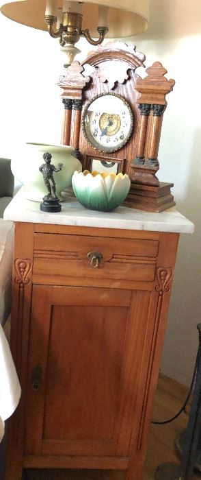 Vintage cabinet and antique clock