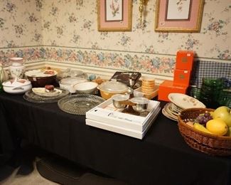 Serving platters, corning, vintage glass