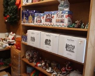 Village pieces, pumpkins, ornaments