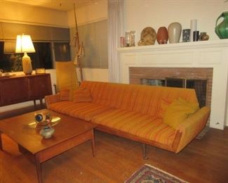 Matching pair of Teak MCM  sofas (9 feet each )