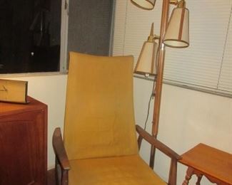 Unusual MCM Teak Recliner  w/ pole lamp ..all original