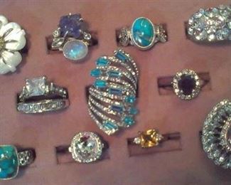 925 rings, gemstone, MOP, Turquoise ...