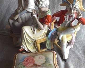 Selection of porcelain, one a Lladro