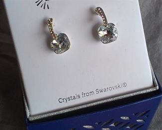 Swarovski crystal dangle earrings, NIB