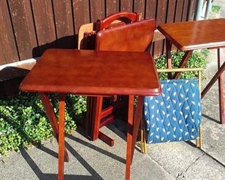 Vintage Stacking wood folding tables, good for friends over to eat and watch the Cowboys