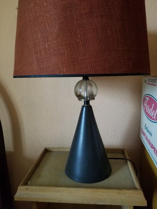 Very cool mid-century lamp and shade.