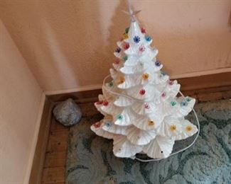 Three piece ceramic lighted Christmas tree - simple, classic, beautiful.