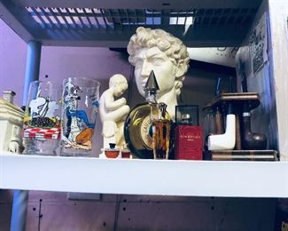 Statutes busts Art glass pipes