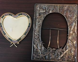 Italian Mosaic Heart Frame and Arts and Crafts Chinese Silver Frame (hallmarks)