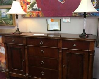 Solid wood Hekman credenza, approx 71"W x 21.5"D x 41.25"H