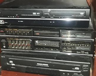 stereo receiver, vhs, dvd, cd