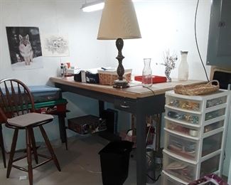 Workshop with drafting table.