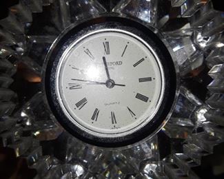 Waterford crystal clock, shaped like a diamond. 