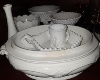 Lots of milk glass in excellent condition. 