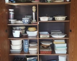Various dishes, a couple of Pyrex. Corningware. 