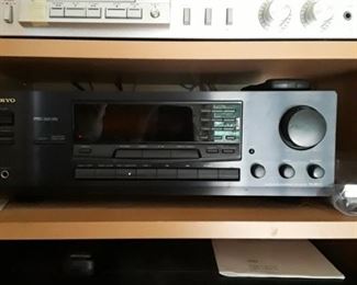 Sanyo Cassette Player, Onkyo Reciever & Sony 5 disc CD Player. 