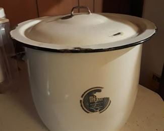 Enamelware covered pot. 