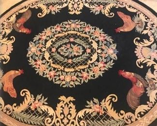 Oval Rug with Hens and Rooster