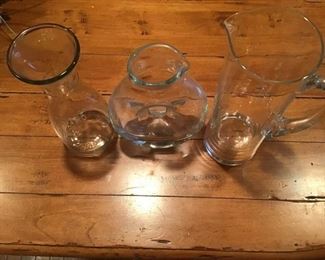 Wine Decanter and Two Glass Pitchers