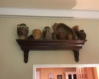 Wooden Shelf with Rustic Pots