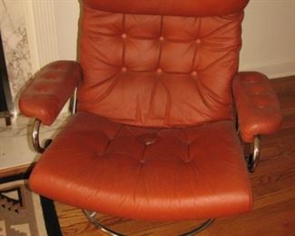 MCM Leather & Chrome Swivel Chairs (2)
