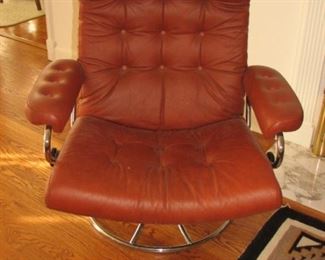 MCM Leather & Chrome Swivel Chairs (2)