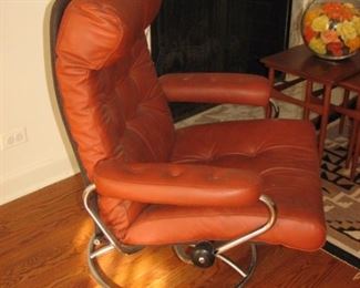 MCM Leather & Chrome Swivel Chairs (2)