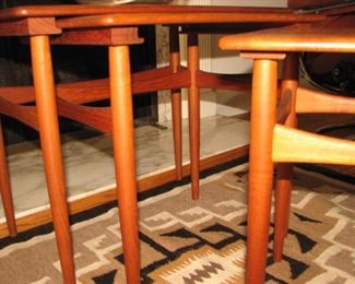 Set of 3 interlocking Hans Wegner teak nesting tables