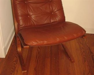 MCM Teak & Leather chair - bentwood, hand strung