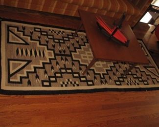 Native American Rug, Teak Coffee Table