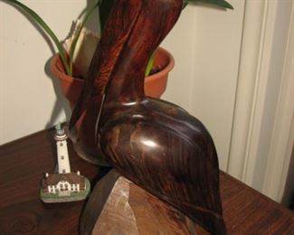 Rosewood pelican sculpture