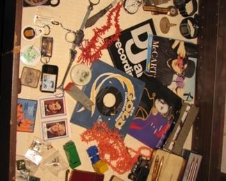 Branch coral necklaces, vintage vinyl 45's