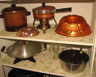 Copper chafing dish, copper molds