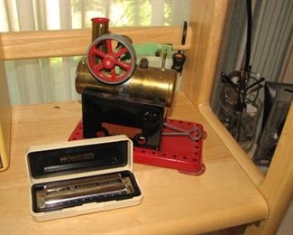 Vintage steam engine, Hohner Marine Band harmonica