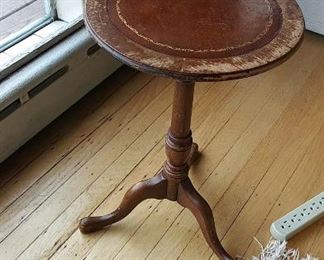 Leather top side table