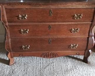 Inlayed glass top antique dresser