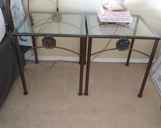 Pair of metal nightstands that match queen bed frame