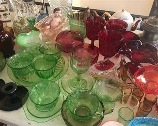 depression glass, ruby red glass