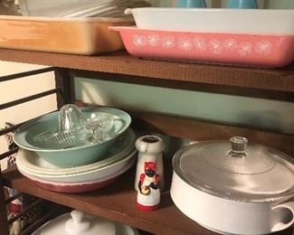 Pyrex casserole dishes, Fire King items and more