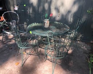 vintage wrought iron patio table and chairs