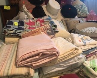 vintage linens, ladies vintage hats, 