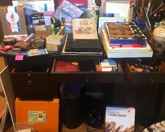 vintage desk, craft supplies, office supplies