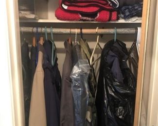 CLOSET OF COATS SOME LEATHER