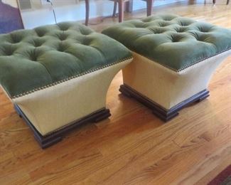 Tufted Concave Hassock Velvet Top and contrasting Fabric Baker Furniture Milling Road