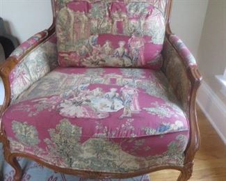 Baker French Louis XV Style Bergere Chair in Chinoiserie Fabric
Baker furniture Company