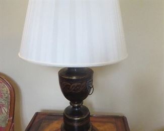Black Urn lamp with Lion Knockers
Gold Accents