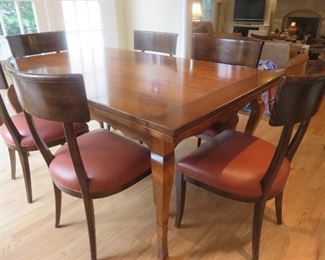 French Country Maple Extension Table & 6 Chairs
Baker Furniture Milling Road Distressed Look w/ Refectory Leaves 31" H x 70" W x 42" D (129" w/ Leaves)