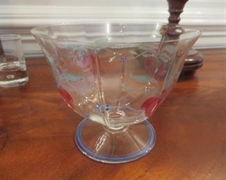 Orrefors "Maja" hand-painted Footed Bowl