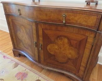 Dining Buffet with Burl Wood and Inlay Cross Grain Design